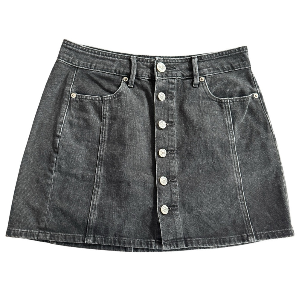 American Eagle Woman’s Hi-Rise Aline Jeans Skirt 4 Button Front Denim